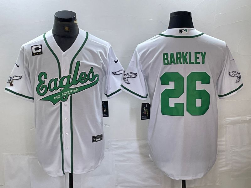 Men Philadelphia Eagles 26 Barkley White 2024 Nike Co branded NFL Jersey style 10